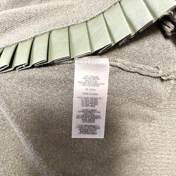 Sioni Milano Women's Olive Green Open Front Cardigan Sweater with Ruffle Trim L - Picture 6 of 6